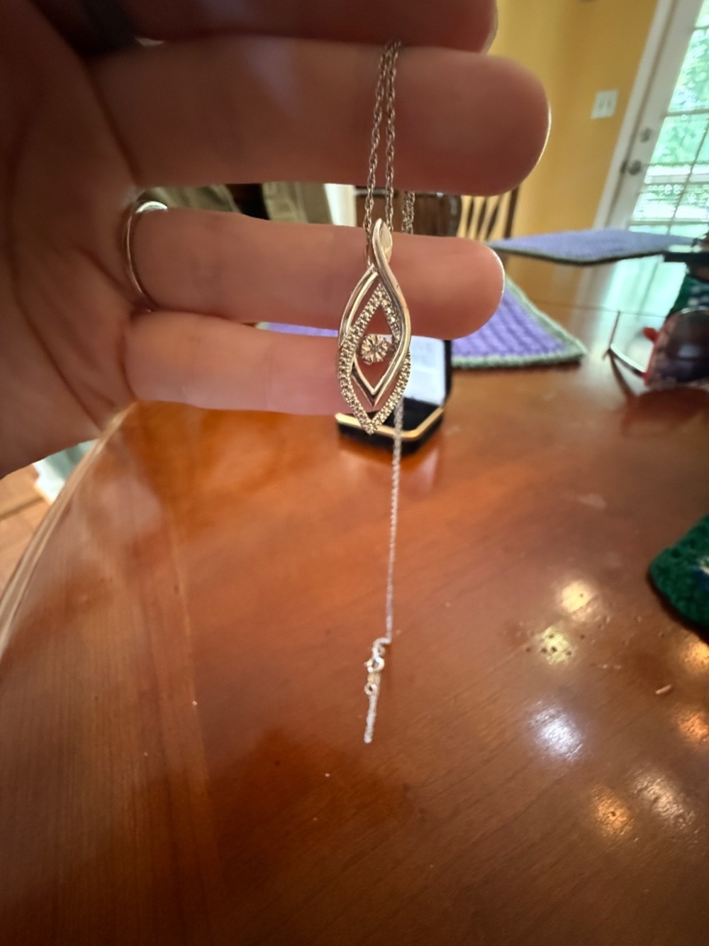 Silver diamond Marquise Pendant Necklace from Kay Jewelers - Picture 2 of 6